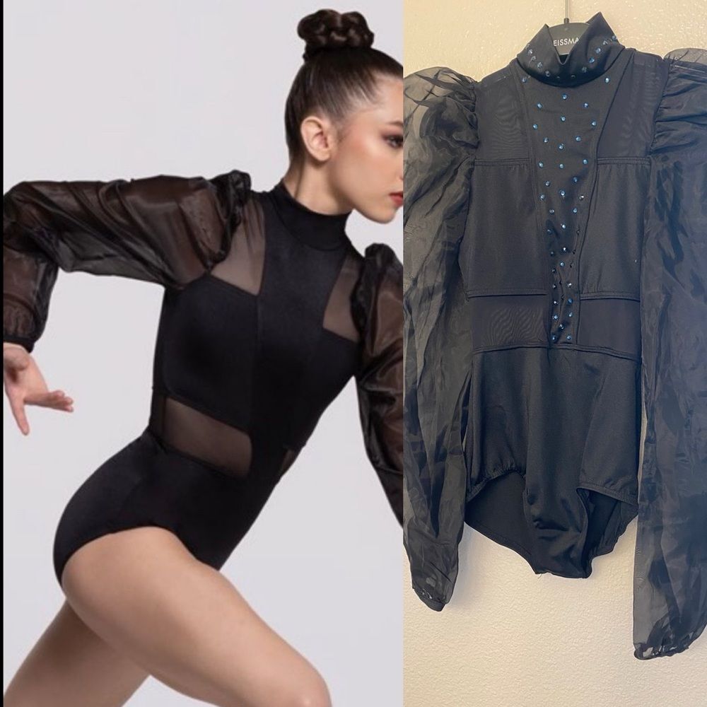 WEISSMAN Elite Dance costume black stoned Don't Let Me Down SH13027 XSA adult